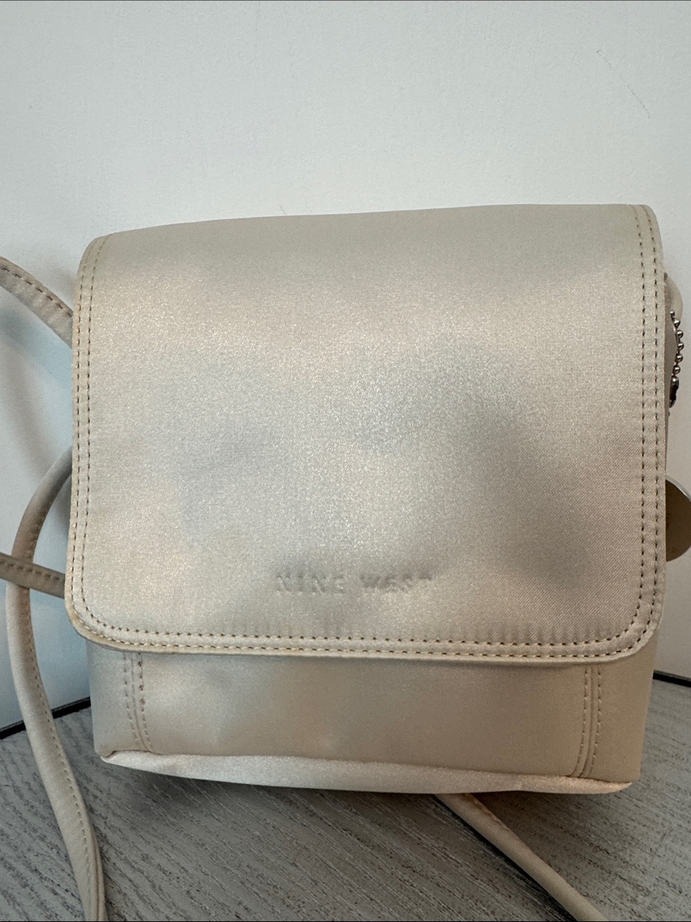 Nine West Shimmery Cream Crossbody Bag